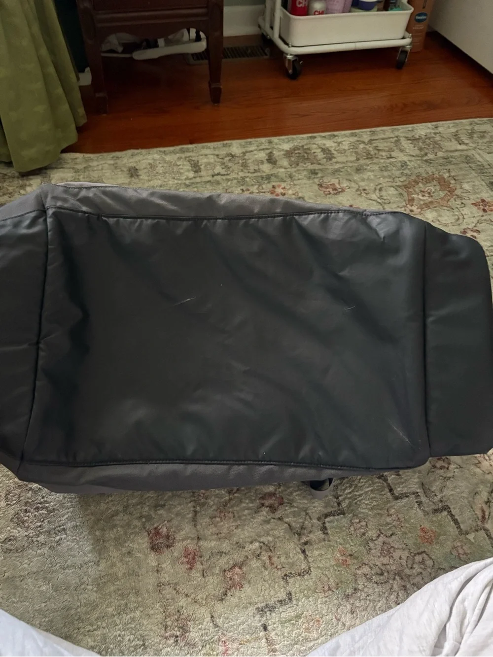 Nike Gray and Black Men's Duffel Bag with White Swoosh